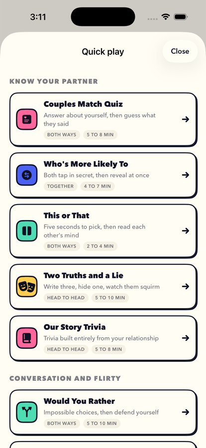 The full catalog of games grouped by category